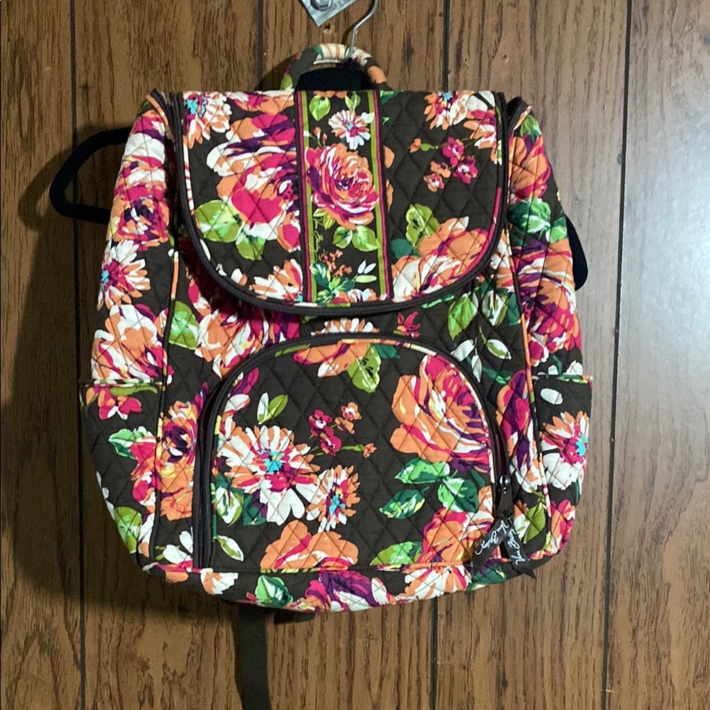 Vera Bradley Black and Pink Floral Backpack
